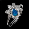 Image 2 : 6X4 mm PEAR CUT BLUE OPAL RING IN 14K WHITE GOLD PLATED OVER 925 STERLING SILVER - SIZE 7 - APPRAISE