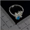 Image 3 : 6X4 mm PEAR CUT BLUE OPAL RING IN 14K WHITE GOLD PLATED OVER 925 STERLING SILVER - SIZE 7 - APPRAISE