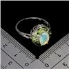 Image 3 : 8X6 mm FIRE OPAL AND CHROME DIOPSIDE RING IN 14K WHITE GOLD PLATED OVER 925 STERLING SILVER - SIZE 8