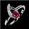 Image 2 : 6X4 mm RUBY RING IN 14K WHITE GOLD PLATED OVER 925 STERLING SILVER - SIZE 7 - APPRAISED REPLACEMENT 