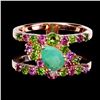 Image 2 : 7X5 mm EMERALD, CHROME DIOPSIDE AND RHODOLITE GARNETRING IN 14K ROSE GOLD PLATED OVER 925 STERLING S