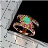 Image 3 : 7X5 mm EMERALD, CHROME DIOPSIDE AND RHODOLITE GARNETRING IN 14K ROSE GOLD PLATED OVER 925 STERLING S
