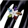 Image 1 : MUTIPLE GEMSTONES: CITRINE, AMETHYST,MOZAMBIQUE GARNET, CZ, PERIDOT AND SKY BLUE TOPAZ RING IN 14K W