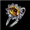 Image 2 : BIG 8X6 mm OVAL CITRINE AND TANZANITE RING IN 14K WHITE GOLD PLATED OVER 925 STERLING SILVER - SIZE 