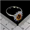 Image 3 : BIG 8X6 mm OVAL CITRINE AND TANZANITE RING IN 14K WHITE GOLD PLATED OVER 925 STERLING SILVER - SIZE 