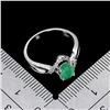 Image 3 : 7X5 mm OVAL EMERALD RING IN 14K WHITE GOLD PLATED OVER 925 STERLING SILVER - SIZE 7 - APPRAISED REPL