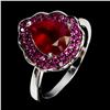 Image 2 : FANTASTIC 9X7 mm RUBY AND PINK SAPPHIRE RING IN 14K WHITE GOLD PLATED OVER 925 STERLING SILVER - SIZ