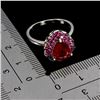 Image 3 : FANTASTIC 9X7 mm RUBY AND PINK SAPPHIRE RING IN 14K WHITE GOLD PLATED OVER 925 STERLING SILVER - SIZ