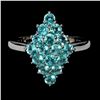 Image 1 : PARAIBA BLUE TOPAZ RING IN 14K WHITE GOLD PLATED OVER 925 STERLING SILVER - SIZE 9.5 - APPRAISED REP