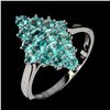 Image 2 : PARAIBA BLUE TOPAZ RING IN 14K WHITE GOLD PLATED OVER 925 STERLING SILVER - SIZE 9.5 - APPRAISED REP
