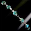 Image 2 : 6 mm ROUND TURQUOISE BRACELET IN 14K WHITE GOLD PLATED OVER 925 STERLING SILVER - 7.5 INCHES LENGTH 