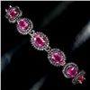 Image 2 : ELEGANT 6X4 OVAL CUT RUBY DIAMOND CUT AND SAPPHIRES BRACELET IN 2-TONE BLACK RHODIUM AND14K WHITE GO