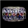 Image 1 : TANZANITE AND TOURMALINE RING IN 14K WHITE GOLD PLATED OVER 925 STERLING SILVER - SIZE 8 - APPRAISED