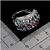 Image 3 : TANZANITE AND TOURMALINE RING IN 14K WHITE GOLD PLATED OVER 925 STERLING SILVER - SIZE 8 - APPRAISED
