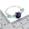 Image 3 : 9X7 mm BLUE SAPPHIRE AND EMERALD RING IN 14K WHITE GOLD PLATED OVER 925 STERLING SILVER - SIZE 9 - A