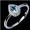 Image 2 : 7X5 mm PEAR AQUAMARINE RING IN 14K WHITE GOLD PLATED OVER 925 STERLING SILVER - SIZE 9 - APPRAISED R