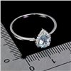 Image 3 : 7X5 mm PEAR AQUAMARINE RING IN 14K WHITE GOLD PLATED OVER 925 STERLING SILVER - SIZE 9 - APPRAISED R