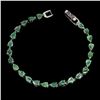 Image 1 : HIGH CLARITY PEAR CUT EMERALD BRACELET IN 14K WHITE GOLD PLATED OVER 925 STERLING SILVER - 6.5 INCHE