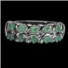 Image 1 : EMERALD RING IN 14K WHITE GOLD PLATED OVER 925 STERLING SILVER - SIZE 7 - APPRAISED REPLACEMENT VALU