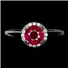 Image 1 : 6 mm ROUND RUBY RING IN 14K WHITE GOLD PLATED OVER 925 STERLING SILVER - SIZE 6 - APPRAISED REPLACEM