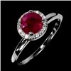 Image 2 : 6 mm ROUND RUBY RING IN 14K WHITE GOLD PLATED OVER 925 STERLING SILVER - SIZE 6 - APPRAISED REPLACEM