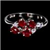 Image 1 : RUBY AND TANZANITE RING IN 14K WHITE GOLD PLATED OVER 925 STERLING SILVER - SIZE 7 - APPRAISED REPLA
