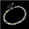 Image 1 : MULTI-COLOR OVAL SAPPHIRE BRACELET IN 14K WHITE GOLD PLATED OVER 925 STERLING SILVER - 8 INCHES LENG