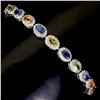 Image 2 : MULTI-COLOR OVAL SAPPHIRE BRACELET IN 14K WHITE GOLD PLATED OVER 925 STERLING SILVER - 8 INCHES LENG