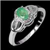 Image 2 : 6X4 mm OVAL EMERALD RING IN 14K WHITE GOLD PLATED OVER 925 STERLING SILVER - SIZE 8 - APPRAISED REPL