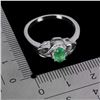 Image 3 : 6X4 mm OVAL EMERALD RING IN 14K WHITE GOLD PLATED OVER 925 STERLING SILVER - SIZE 8 - APPRAISED REPL