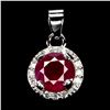Image 1 : 6 mm ROUND RUBY PENDANT IN 14K WHITE GOLD PLATED OVER 925 STERLING SILVER - APPRAISED REPLACEMENT VA