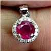Image 2 : 6 mm ROUND RUBY PENDANT IN 14K WHITE GOLD PLATED OVER 925 STERLING SILVER - APPRAISED REPLACEMENT VA