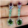 Image 1 : 7X5 mm CHROME DIOPSIDE, EMERALD, RHODOLITE GARNET, TANZANITE AND WHITE TOPAZ IN 14K WHITE GOLD PLATE