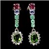 Image 2 : 7X5 mm CHROME DIOPSIDE, EMERALD, RHODOLITE GARNET, TANZANITE AND WHITE TOPAZ IN 14K WHITE GOLD PLATE