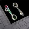 Image 3 : 7X5 mm CHROME DIOPSIDE, EMERALD, RHODOLITE GARNET, TANZANITE AND WHITE TOPAZ IN 14K WHITE GOLD PLATE