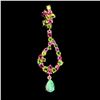 Image 1 : EMERALD, CHROME DIOPSIDE AND RHODOLITE GARNET PENDANT IN 14K ROSE GOLD PLATED OVER 925 STERLING SILV