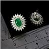 Image 3 : BIG 7X5 mm OVAL EMERALD EARRINGS IN 14K WHITE GOLD PLATED OVER 925 STERLING SILVER - APPRAISED REPLA