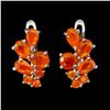 Image 1 : ORANGE OPAL EARRINGS IN 14K WHITE GOLD PLATED OVER 925 STERLING SILVER - APPRAISED REPLACEMENT VALUE