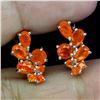 Image 2 : ORANGE OPAL EARRINGS IN 14K WHITE GOLD PLATED OVER 925 STERLING SILVER - APPRAISED REPLACEMENT VALUE