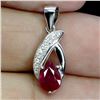 Image 2 : 6X4 MM RUBY PENDANT IN 14K WHITE GOLD PLATED OVER 925 STERLING SILVER - APPRAISED REPLACEMENT VALUE 