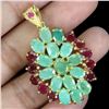 Image 1 : GORGEOUS 6X4 mm OVAL EMERALD AND RUBY PENDANT IN 14K YELLOW GOLD PLATED OVER 925 STERLING SILVER - A