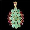 Image 2 : GORGEOUS 6X4 mm OVAL EMERALD AND RUBY PENDANT IN 14K YELLOW GOLD PLATED OVER 925 STERLING SILVER - A
