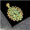 Image 3 : GORGEOUS 6X4 mm OVAL EMERALD AND RUBY PENDANT IN 14K YELLOW GOLD PLATED OVER 925 STERLING SILVER - A