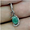 Image 2 : 7X5 mm OVAL EMERALD PENDANT IN 14K WHITE GOLD PLATED OVER 925 STERLING SILVER - APPRAISED REPLACEMEN