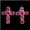 Image 1 : ROUND RUBY CROSS SHAPPED EARRINGS IN 14K WHITE GOLD PLATED OVER 925 STERLING SILVER - APPRAISED REPL