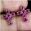 Image 2 : ROUND RUBY CROSS SHAPPED EARRINGS IN 14K WHITE GOLD PLATED OVER 925 STERLING SILVER - APPRAISED REPL