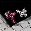 Image 3 : ROUND RUBY CROSS SHAPPED EARRINGS IN 14K WHITE GOLD PLATED OVER 925 STERLING SILVER - APPRAISED REPL