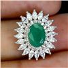 Image 1 : 7X5 mm OVAL EMERALD PENDANT IN 14K WHITE GOLD PLATED OVER 925 STERLING SILVER - APPRAISED REPLACEMEN