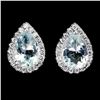 Image 1 : 7X5 mm PEAR AQUAMARINE EARRINGS IN 14K WHITE GOLD PLATED OVER 925 STERLING SILVER - APPRAISED REPLAC