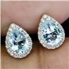 Image 2 : 7X5 mm PEAR AQUAMARINE EARRINGS IN 14K WHITE GOLD PLATED OVER 925 STERLING SILVER - APPRAISED REPLAC